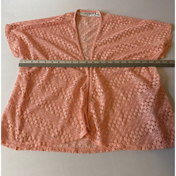Sag Harbor Women’s Petite S Boho Sheer Delicate Knit Open Cardigan Apricot Fairy - Picture 6 of 8